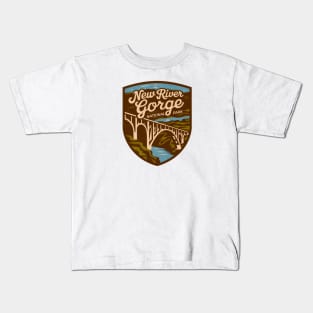 New River Gorge National Park Retro Travel Badge Kids T-Shirt